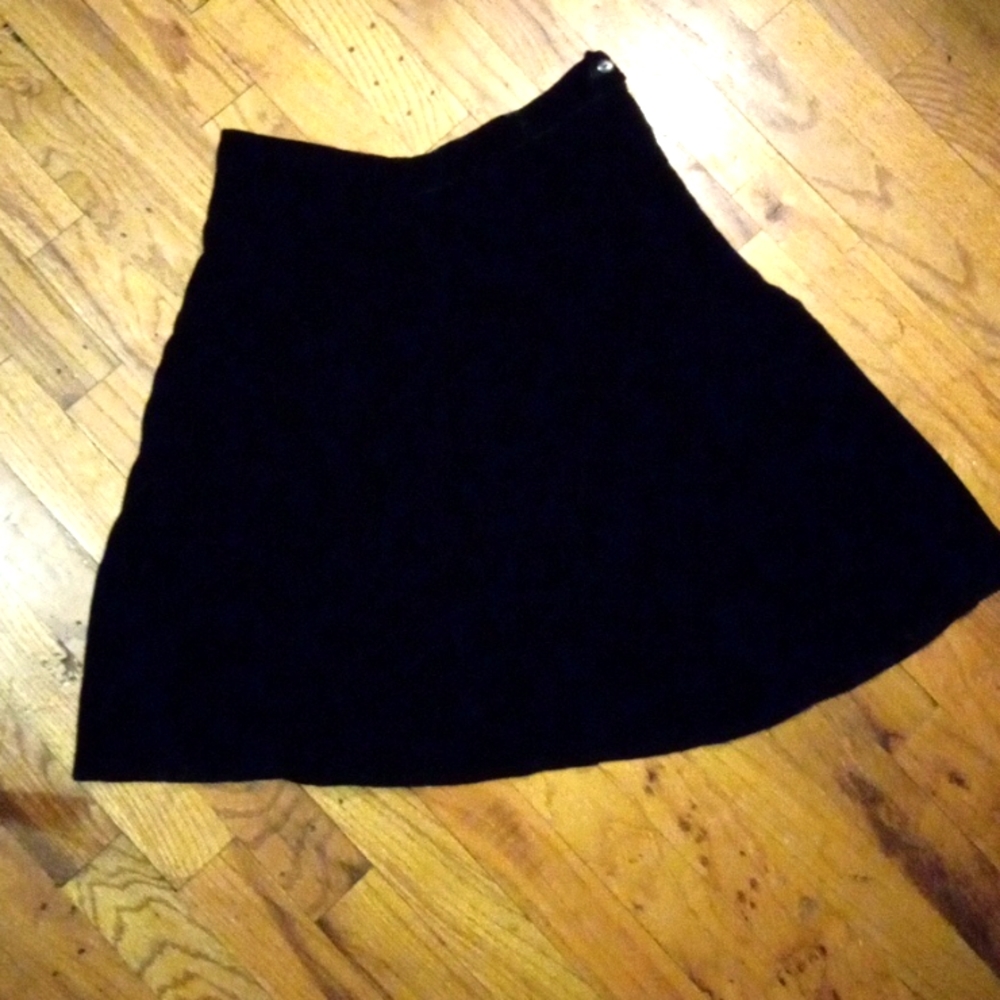 Black Faux Velvet Skirt.